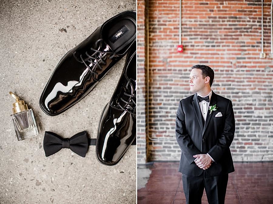 Shiny shoes at this The Press Room Wedding by Knoxville Wedding Photographer, Amanda May Photos.