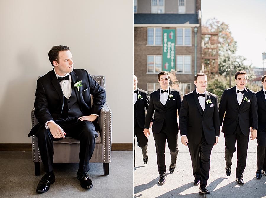 Groom portrait at this The Press Room Wedding by Knoxville Wedding Photographer, Amanda May Photos.