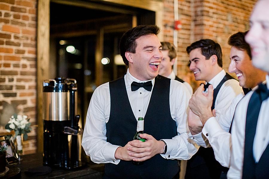 Happy groomsman by Knoxville Wedding Photographer, Amanda May Photos.