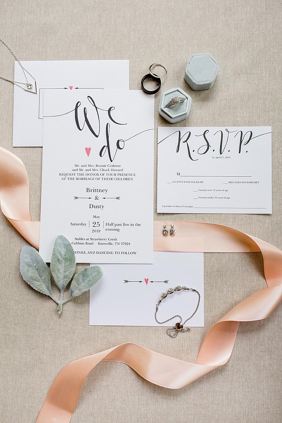 Invitation suite at this Strawberry Creek Wedding by Knoxville Wedding Photographer, Amanda May Photos.