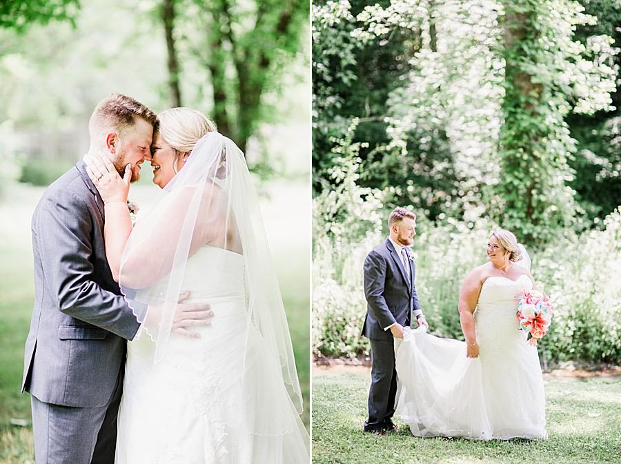 Carrying the train at this Strawberry Creek Wedding by Knoxville Wedding Photographer, Amanda May Photos.