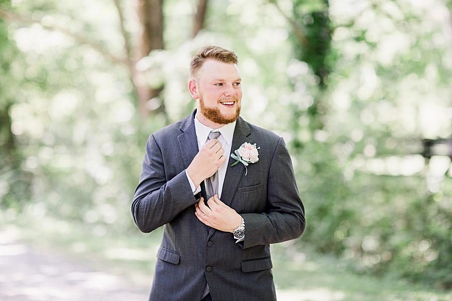 Groom pose at this Strawberry Creek Wedding by Knoxville Wedding Photographer, Amanda May Photos.