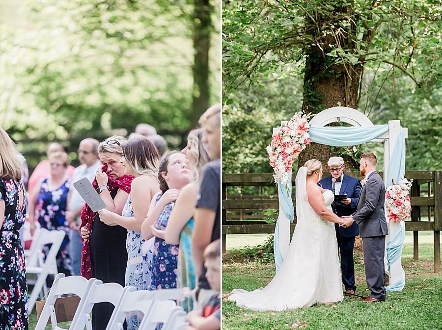 Exchanging vows at this Strawberry Creek Wedding by Knoxville Wedding Photographer, Amanda May Photos.