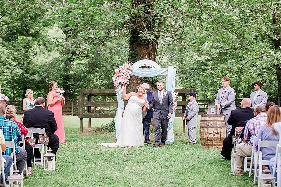 Just married at this Strawberry Creek Wedding by Knoxville Wedding Photographer, Amanda May Photos.