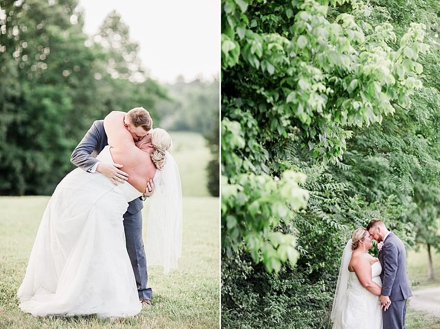 Dip kiss at this Strawberry Creek Wedding by Knoxville Wedding Photographer, Amanda May Photos.