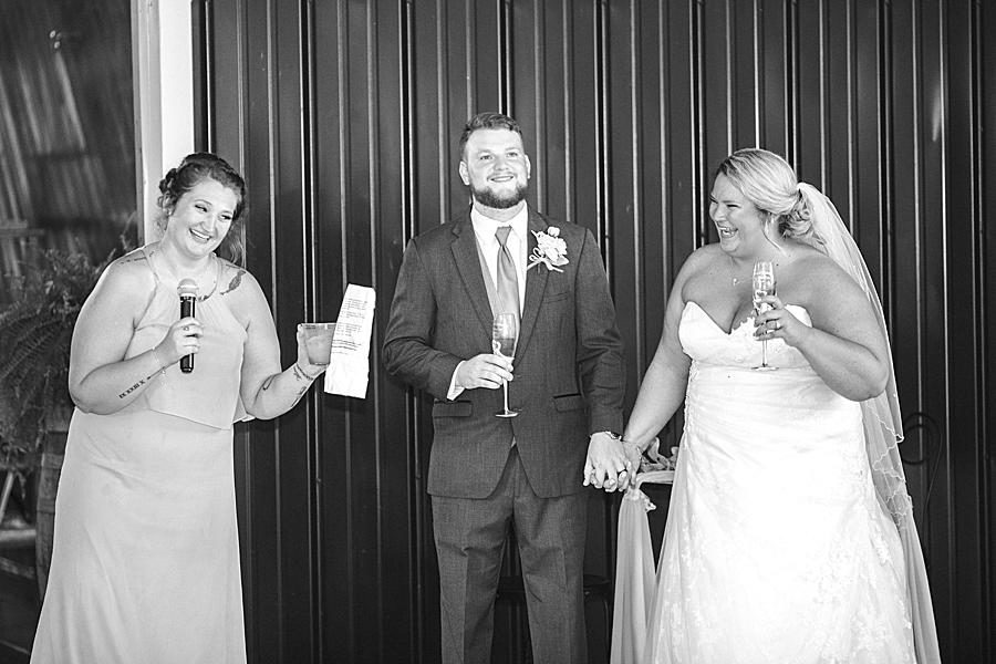 Toasting at this Strawberry Creek Wedding by Knoxville Wedding Photographer, Amanda May Photos.