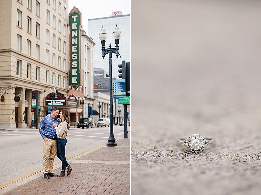 engagement ring at urban engagement session