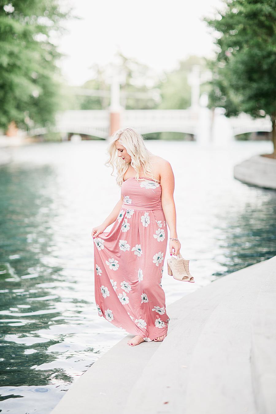 Senior standing by water by Knoxville Wedding Photographer, Amanda May Photos.