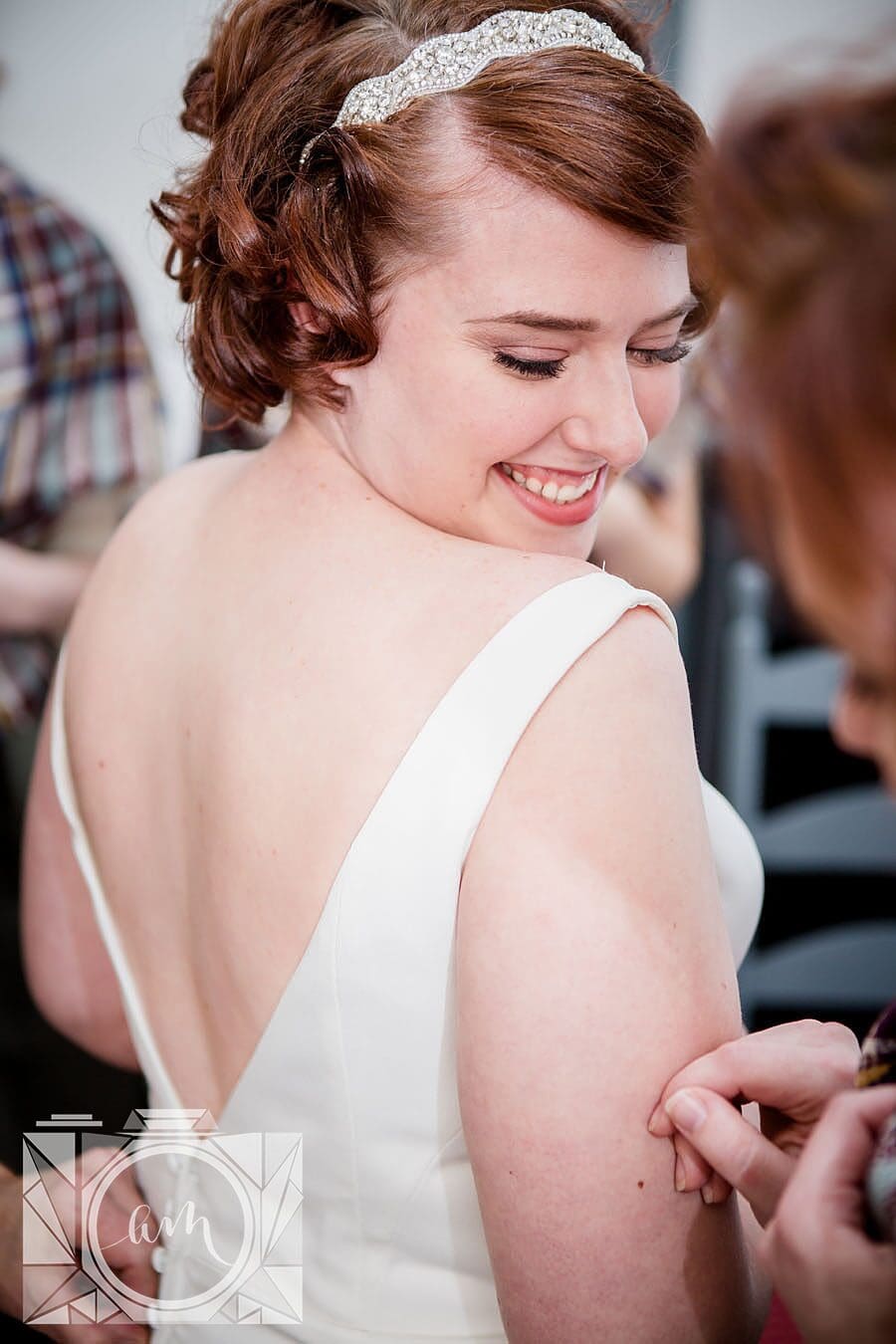 Back of dress at this favorite wedding photo by Knoxville Wedding Photographer, Amanda May Photos.