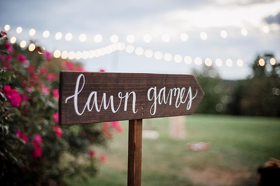 Lawn games sign at these 2017 favorite weddings by Knoxville Wedding Photographer, Amanda May Photos.