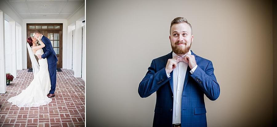 Fixing his bow tie at these 2017 favorite weddings by Knoxville Wedding Photographer, Amanda May Photos.