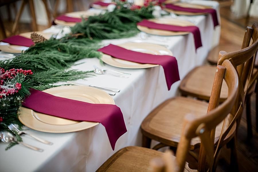 Cranberry place settings at these 2017 favorite weddings by Knoxville Wedding Photographer, Amanda May Photos.