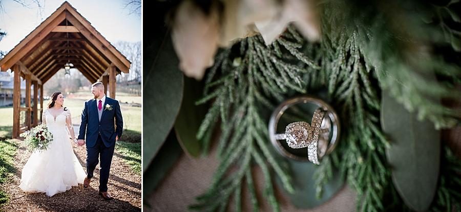 Wedding rings on evergreen at these 2017 favorite weddings by Knoxville Wedding Photographer, Amanda May Photos.