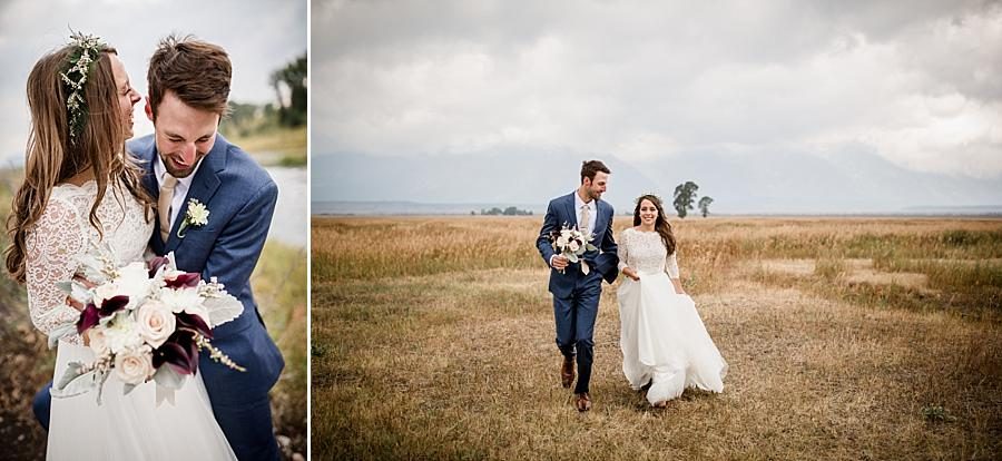 Running in a golden field at these 2017 favorite weddings by Knoxville Wedding Photographer, Amanda May Photos.