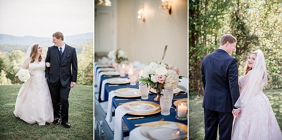 Gold and blue table at these 2017 favorite weddings by Knoxville Wedding Photographer, Amanda May Photos.