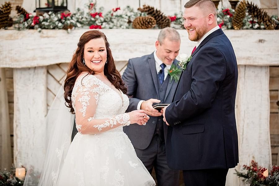 Laughing during the ceremony at these 2017 favorite weddings by Knoxville Wedding Photographer, Amanda May Photos.