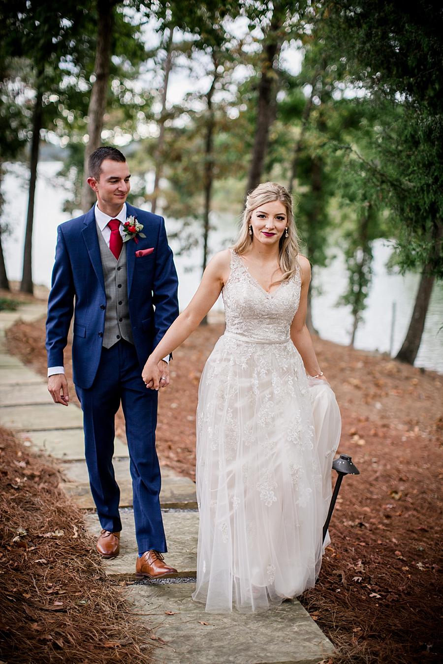 Walking the stone walk way at these 2017 favorite weddings by Knoxville Wedding Photographer, Amanda May Photos.