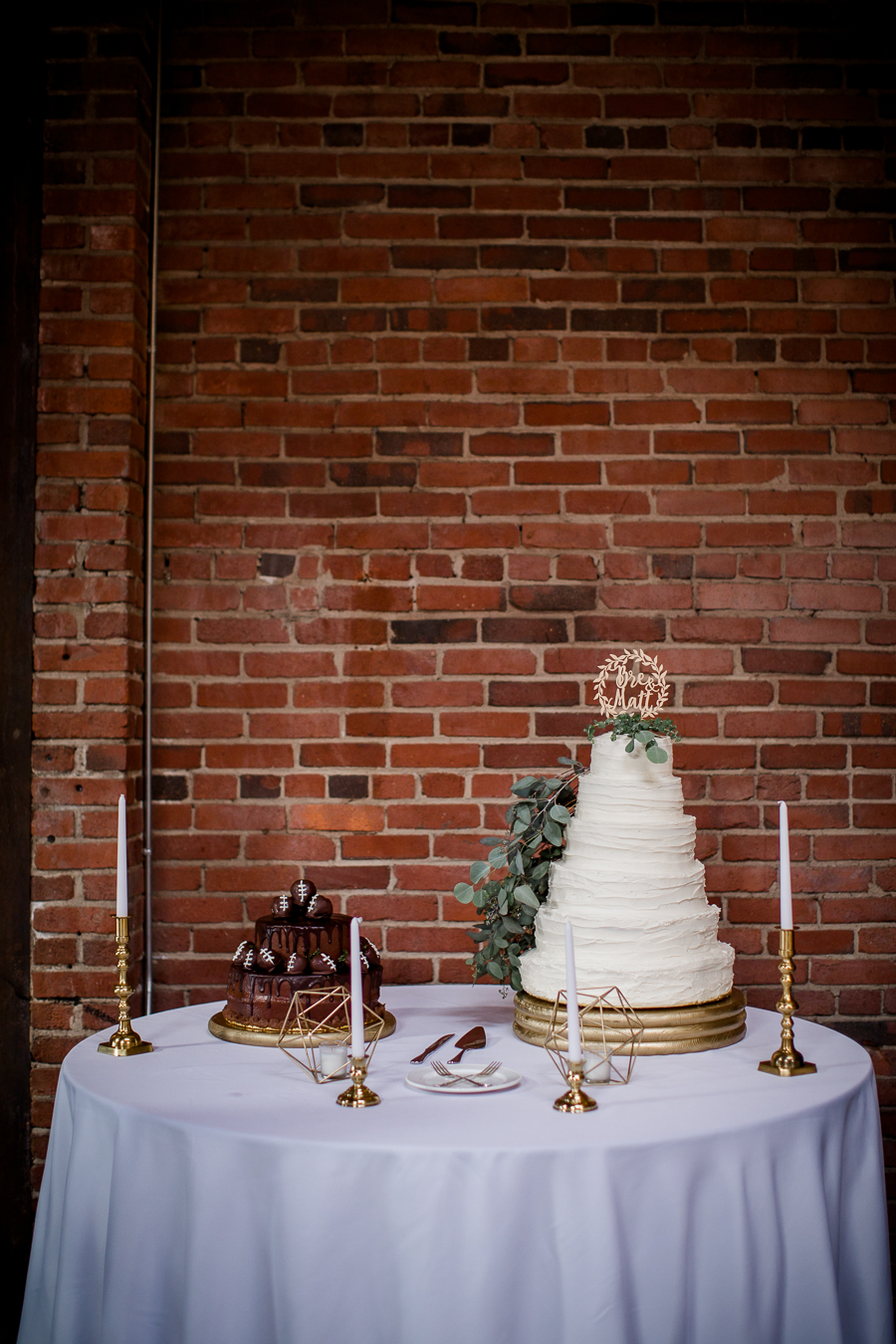 Cake table with gold candlesticks at these 2017 favorite weddings by Knoxville Wedding Photographer, Amanda May Photos.