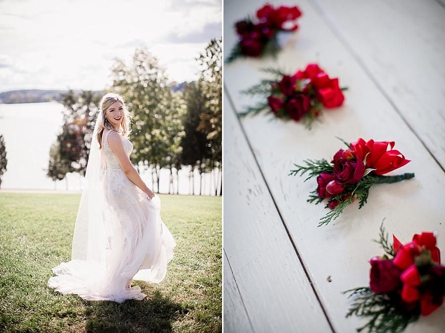 Boutonnieres on white floor at these 2017 favorite weddings by Knoxville Wedding Photographer, Amanda May Photos.