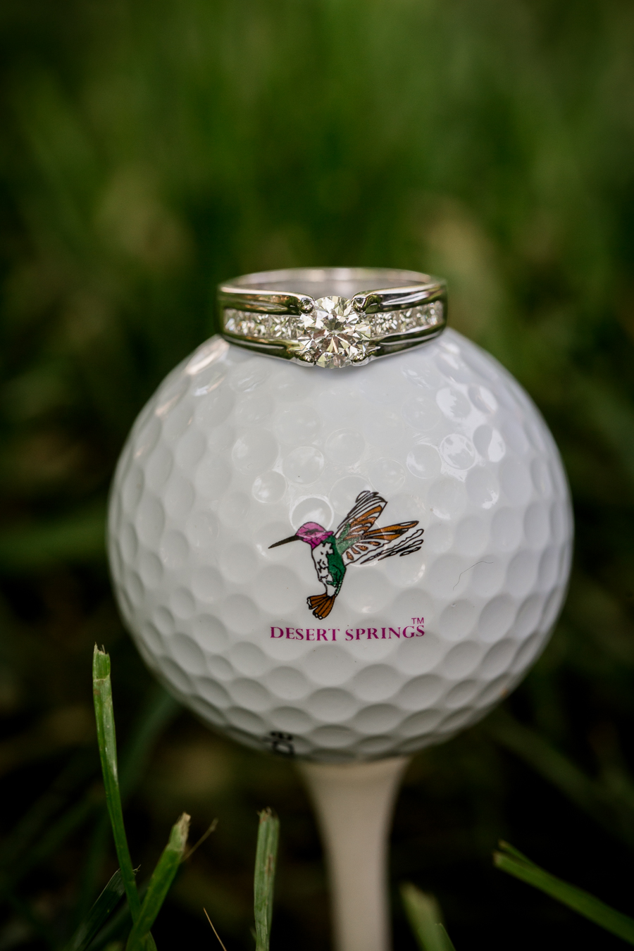 Rings on top of a golf ball at these 2017 favorite weddings by Knoxville Wedding Photographer, Amanda May Photos.