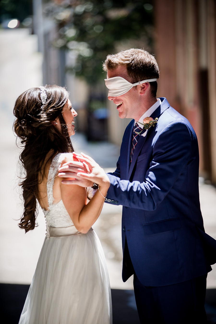 Blind folded first look at these 2017 favorite weddings by Knoxville Wedding Photographer, Amanda May Photos.