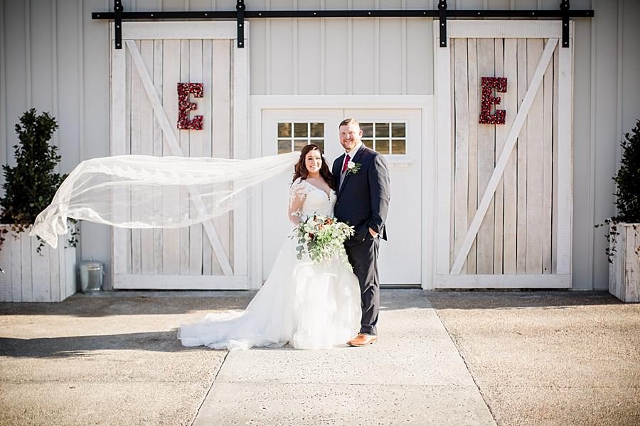 Veiling blowing back at these 2017 favorite weddings by Knoxville Wedding Photographer, Amanda May Photos.