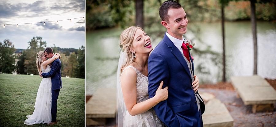 They laugh with her arm in his at these 2017 favorite weddings by Knoxville Wedding Photographer, Amanda May Photos.