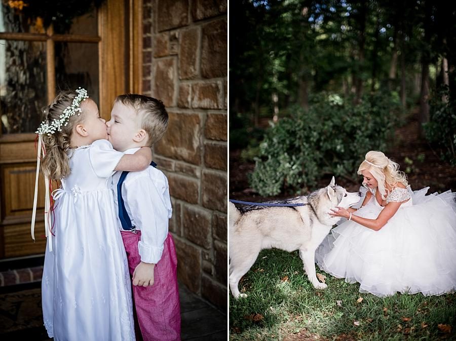 Flower girl and ring bearer kissing at these 2017 favorite weddings by Knoxville Wedding Photographer, Amanda May Photos.