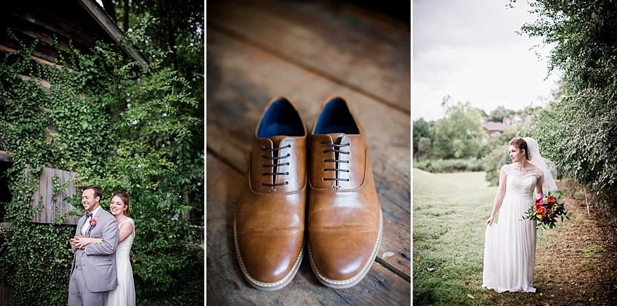 Shoes on exposed wood at these 2017 favorite weddings by Knoxville Wedding Photographer, Amanda May Photos.