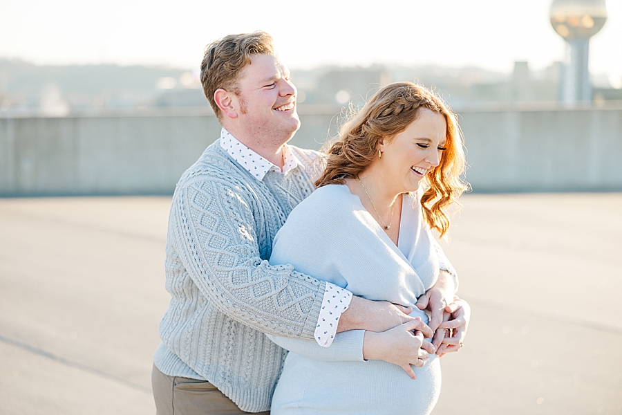 downtown knoxville winter maternity session at golden hour