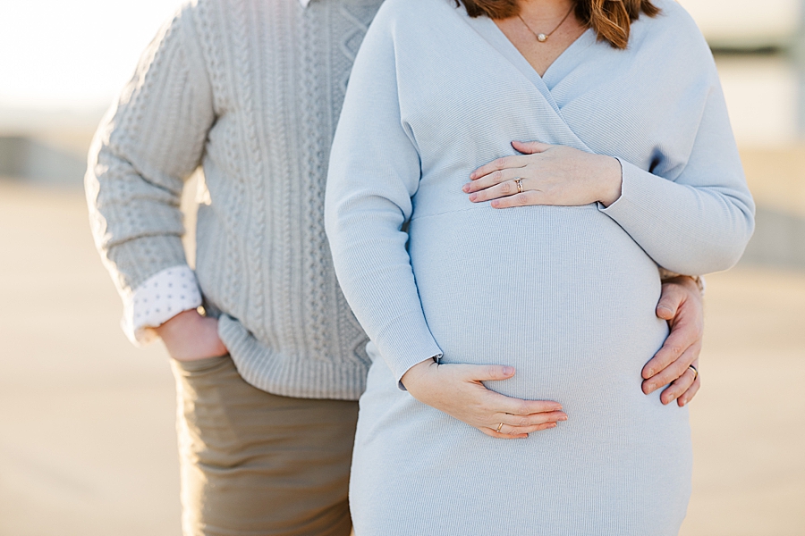 pregnant couple at downtown knoxville winter maternity session