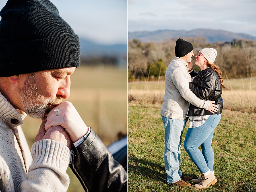 engagement session with smoky mountain view