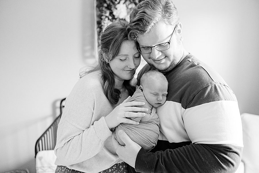 black and white photo at clinton newborn session