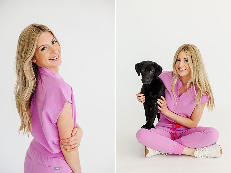 nurse holding puppy