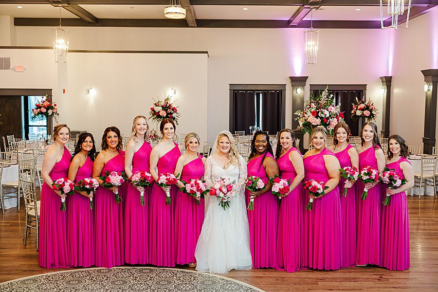 hot pink bridesmaids dresses at the brookside