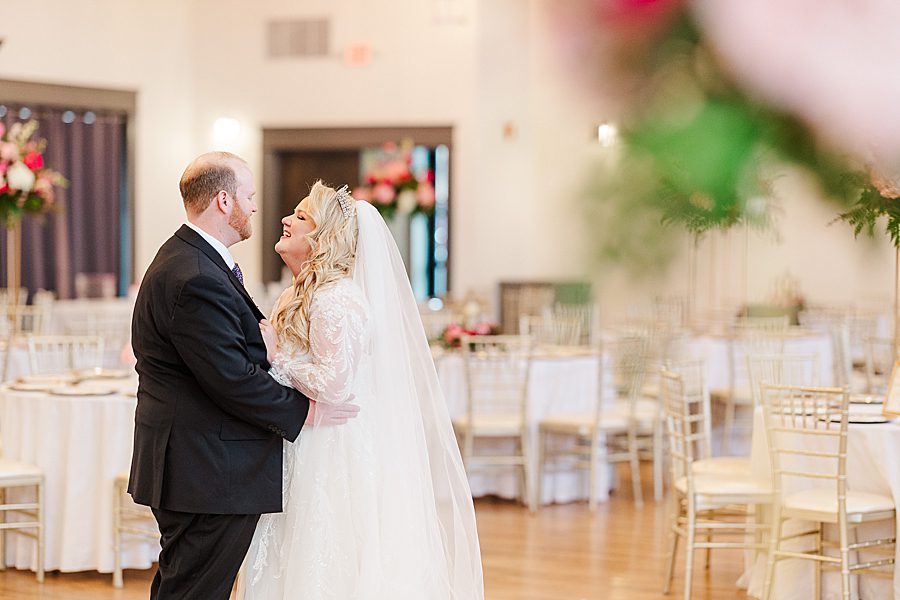 bride and groom at the brookside