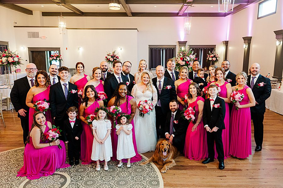 large bridal party at the brookside