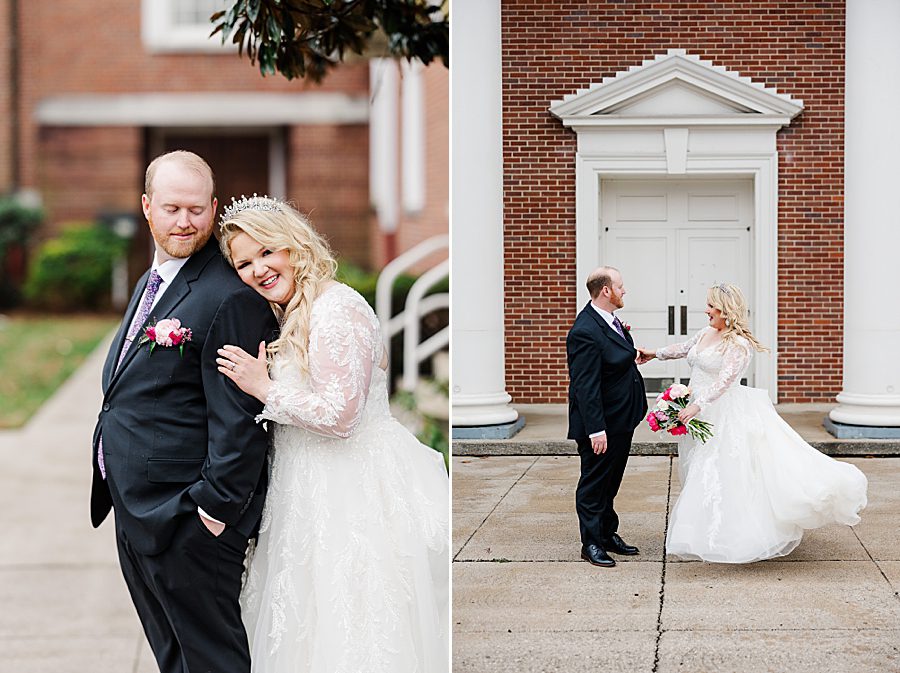 groom twirling bride