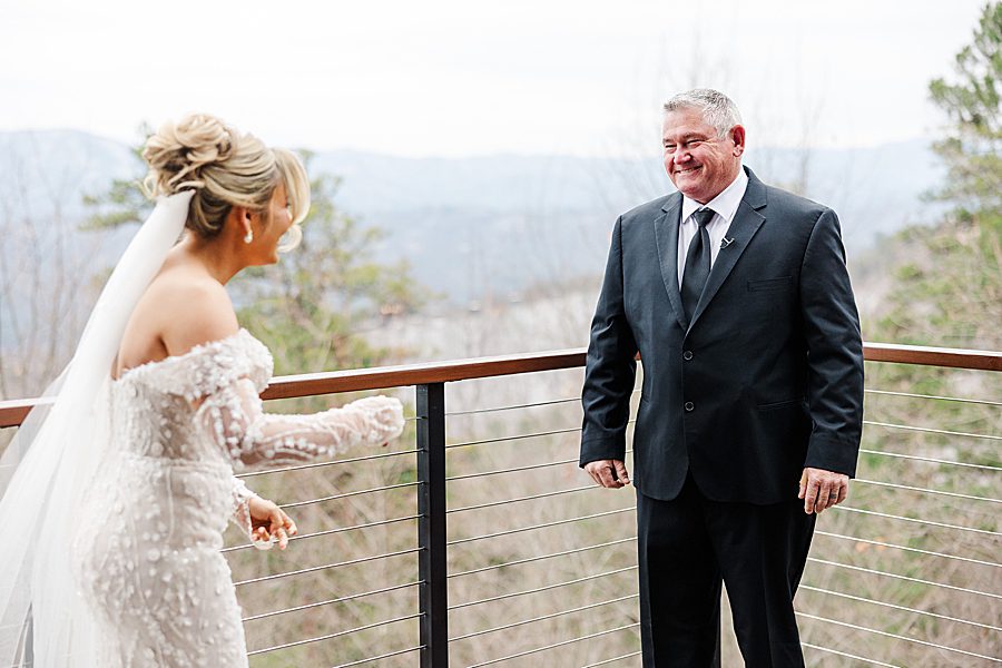 dad first look at winter trillium wedding