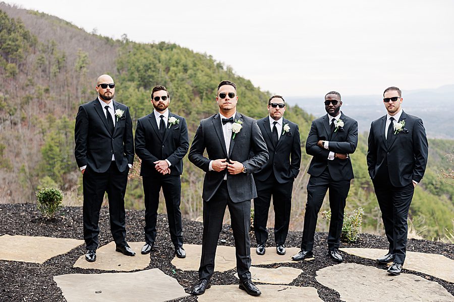 groom and groomsmen before winter trillium wedding