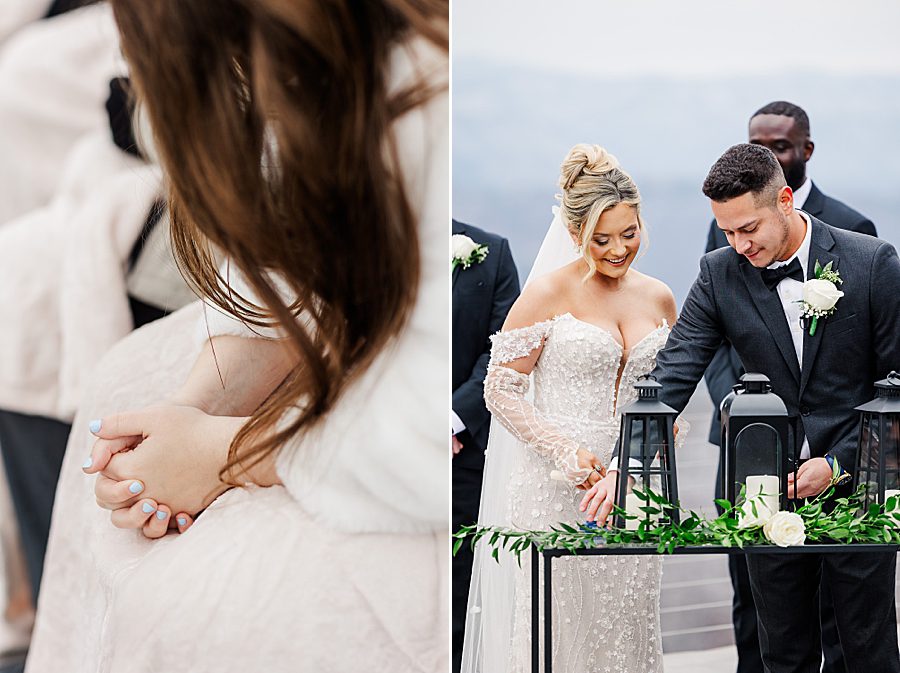 unity candle at winter trillium wedding