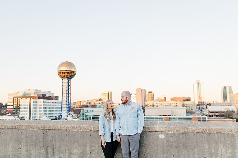 couple on top of parking garage