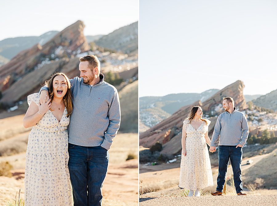 happy couple at red rocks engagement