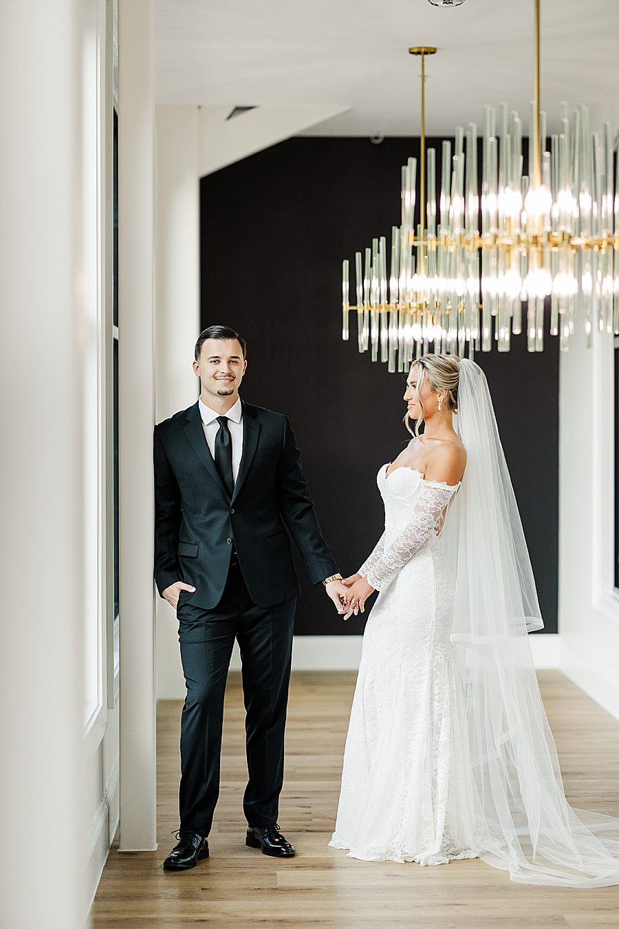 indoor photo of bride and groom