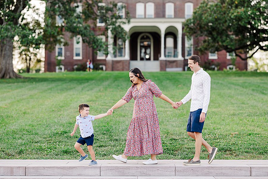 family of 3 at lakeshore maternity session