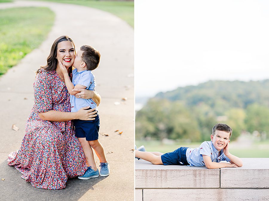 boy kissing mom's cheek