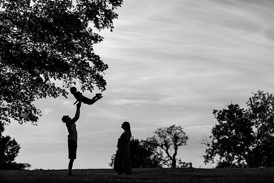 black and white photo of family