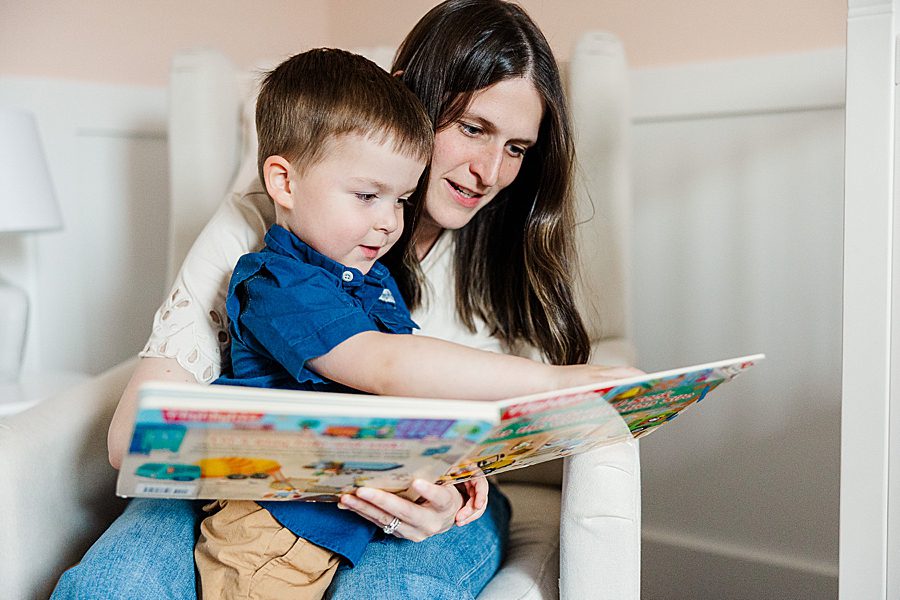 reading books at lifestyle family session