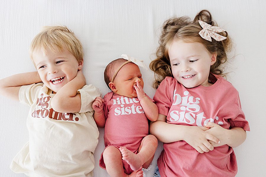 3 kids at studio newborn session
