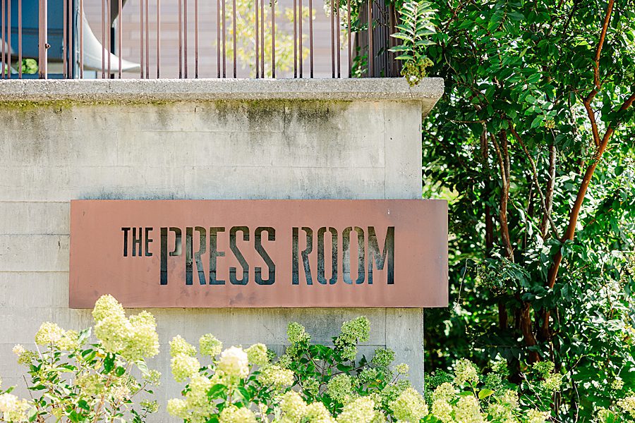 the press room sign